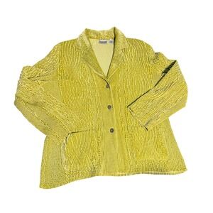 Chicos Textured Button Front Blazer unlined Jacket Lime Green Women's Size 3